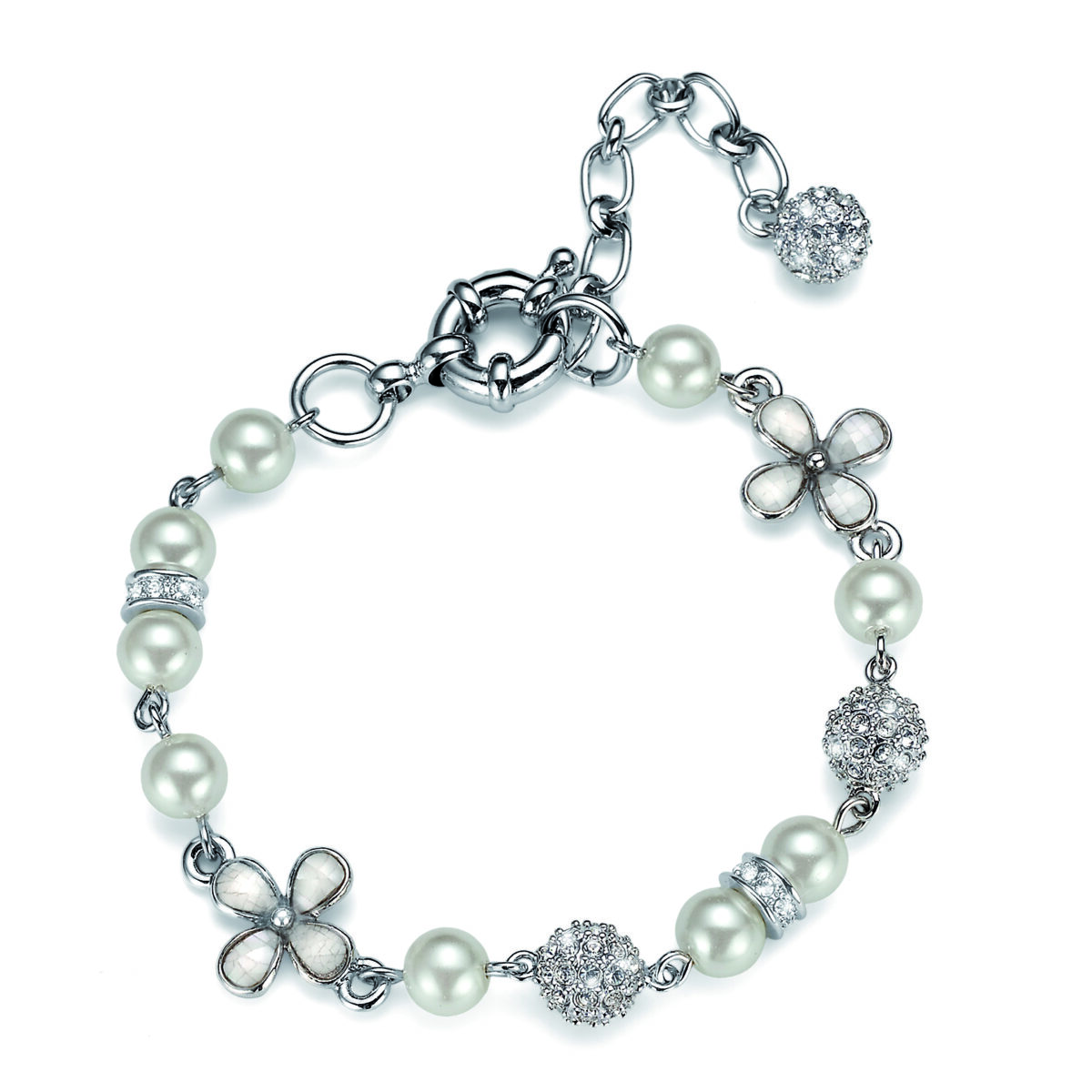 SONY DSC دستبند کریستال مدل گل و مروارید - Image 1